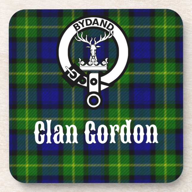 Clan Gordon Tartan Crest Coaster (Front)