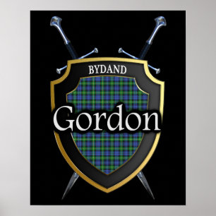 Clan Gordon Tartan Scottish Shield & Swords Poster