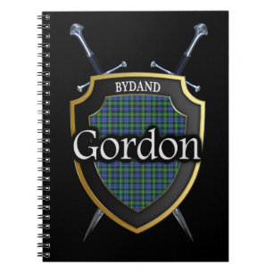 Clan Gordon Tartan Shield & Swords Spiral Notebook