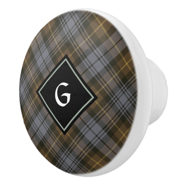 Clan Gordon Weathered Tartan Ceramic Knob (Right)