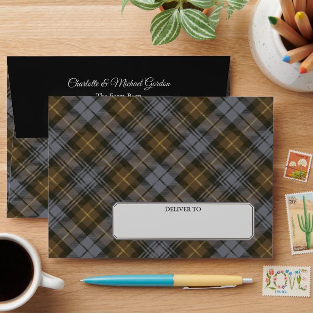Clan Gordon Weathered Tartan Envelope (Desk)