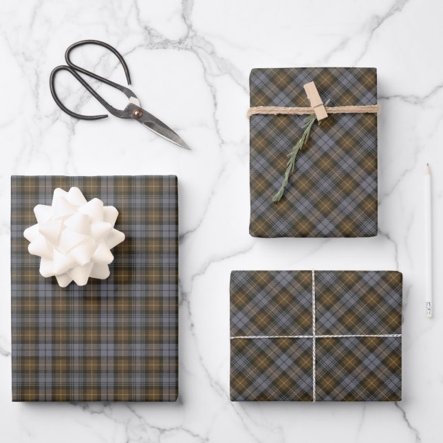 Clan Gordon Weathered Tartan Wrapping Paper Sheets (Front)