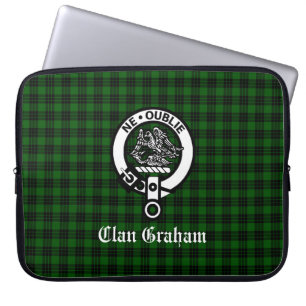Clan Graham Crest Badge and Tartan Laptop Sleeve