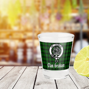 Clan Graham Crest Badge and Tartan  Shot Glass