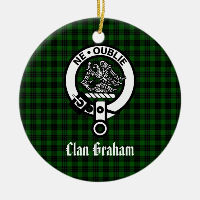 Clan Graham Crest Badge Personalised Ceramic Tree Decoration (Front)