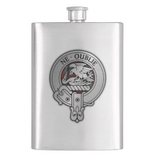 Clan Graham Crest & Red Tartan Hip Flask