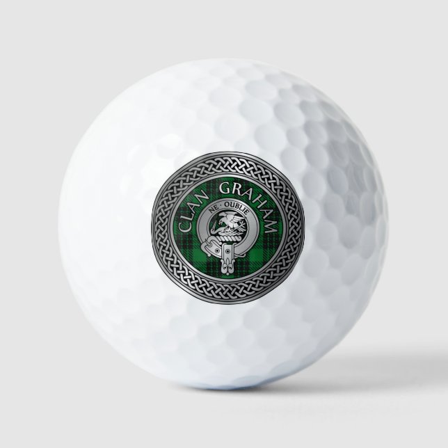 Clan Graham Crest & Tartan Knot Golf Balls (Front)