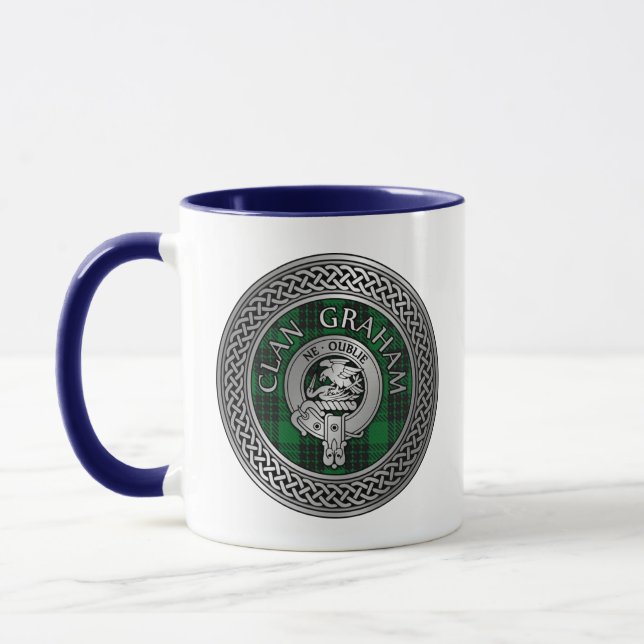 Clan Graham Crest & Tartan Knot Mug (Left)