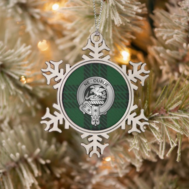 Clan Graham Crest & Tartan Snowflake Pewter Christmas Ornament (Tree)