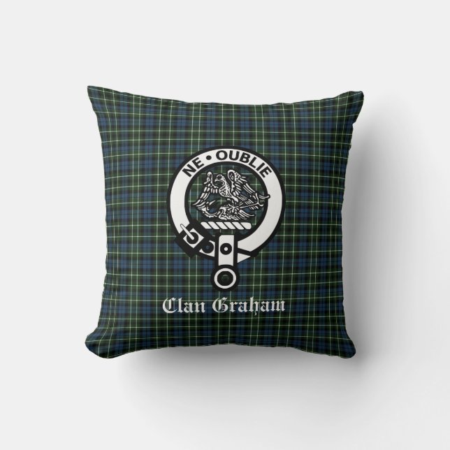 Clan Graham Montrose Tartan & Crest Cushion (Front)