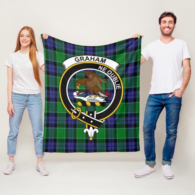 Clan Graham Of Menteith Modern Tartan Plaid Fleece Blanket (In Situ)
