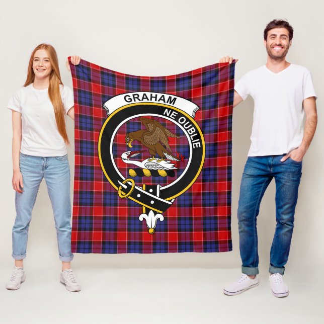 Clan Graham of Menteith Red Tartan Plaid Fleece Blanket (In Situ)