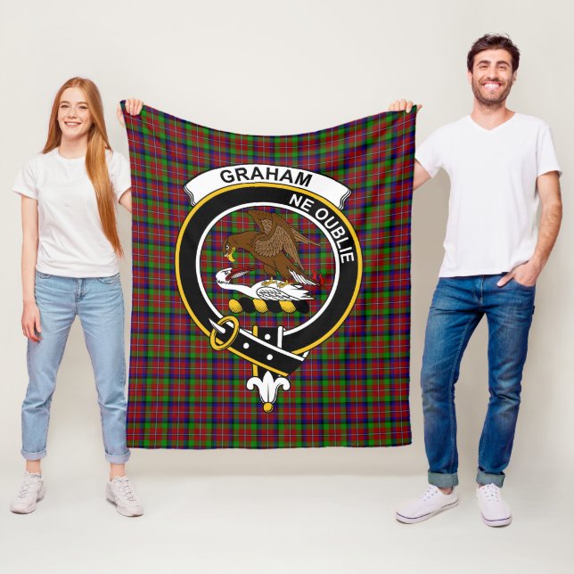 Clan Graham Red Tartan Plaid Fleece Blanket (In Situ)