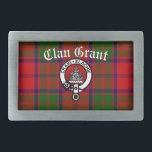 Clan Grant Crest Badge & Tartan Belt Buckle<br><div class="desc">Stylish patch featuring Scottish Clan Grant crest badge and tartan with customisable text.</div>