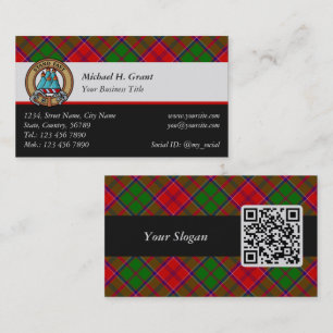 Clan Grant Crest over Tartan Business Card