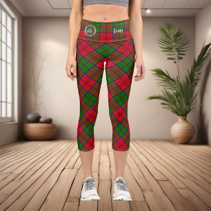 Clan Grant Crest over Tartan Capri Leggings