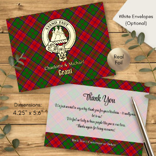 Clan Grant Crest over Tartan Foil Invitation Postcard