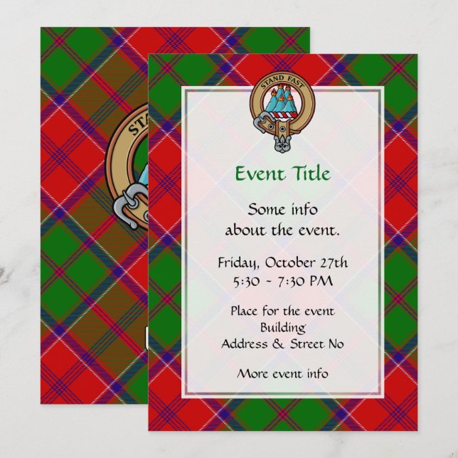 Clan Grant Crest over Tartan Invitation (Front/Back)