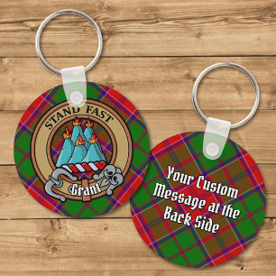 Clan Grant Crest over Tartan Key Ring