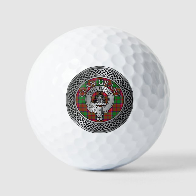 Clan Grant Crest & Tartan Knot Golf Balls (Front)