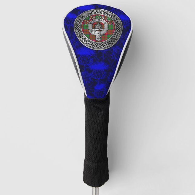 Clan Grant Crest & Tartan Knot Golf Head Cover (Front)