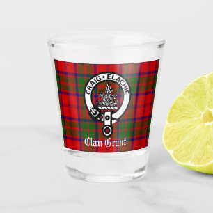 Clan Grant Tartan and Crest Badge Shot Glass