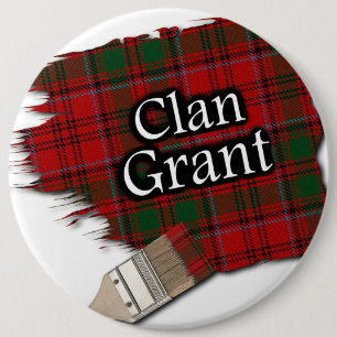 Clan Grant Tartan Paint Brush 6 Cm Round Badge