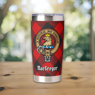 Clan Gregor Crest over Rob Roy Tartan Insulated Tumbler