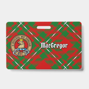 Clan Gregor Crest over Tartan ID Badge