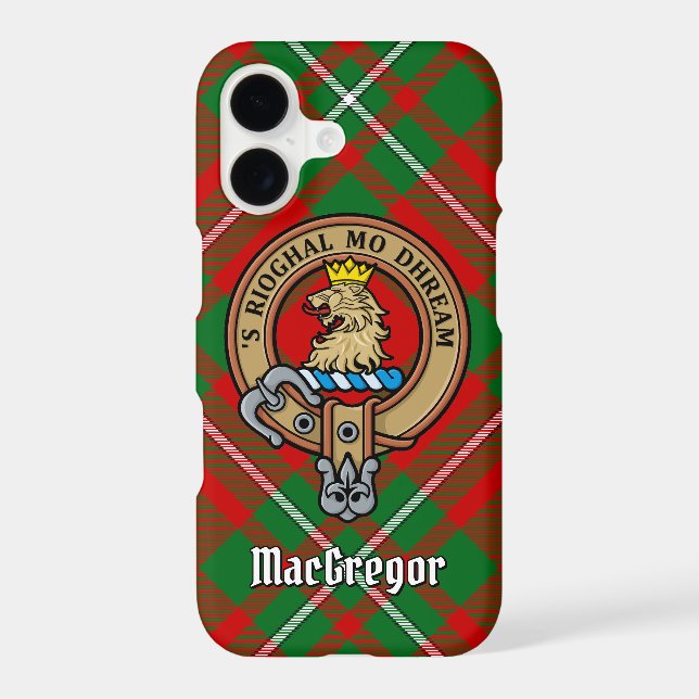 Clan Gregor Crest over Tartan iPhone Case (Back)