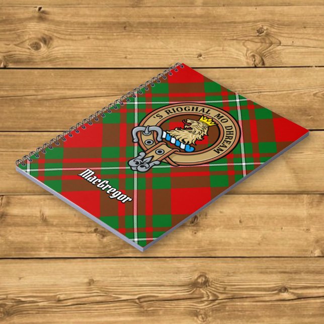 Clan Gregor Crest over Tartan Notebook (Creator Uploaded)