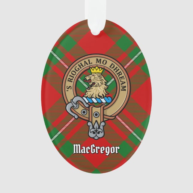 Clan Gregor Crest over Tartan Ornament (Front)