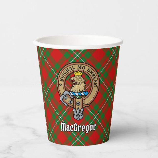 Clan Gregor Crest over Tartan Paper Cups (Front)