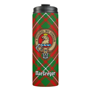 Clan Gregor Crest over Tartan Thermal Tumbler