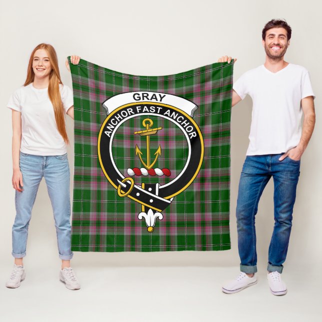 Clan Grey Hunting Tartan Plaid Fleece Blanket (In Situ)