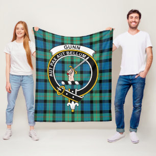 Clan Gunn Ancient Tartan Plaid Fleece Blanket