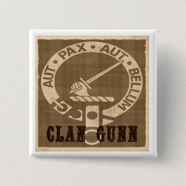 Clan Gunn Creast Sepia Square Button (Front)