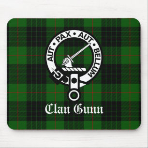 Clan Gunn Crest Badge and Tartan Mouse Pad