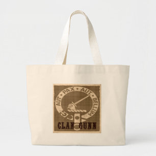 Clan Gunn Crest Badge - Sepia Large Tote Bag