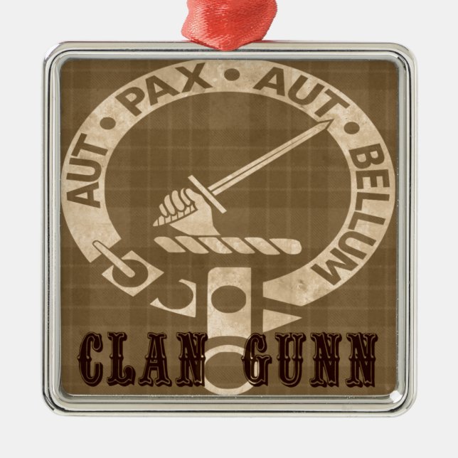Clan Gunn Crest Badge - Sepia Metal Tree Decoration (Front)