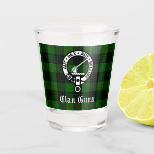 Clan Gunn Crest Badge & Tartan  Shot Glass