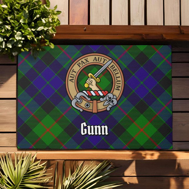 Clan Gunn Crest over Tartan Doormat (Creator Uploaded)