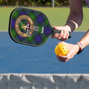 Clan Gunn Crest over Tartan Keychain Pickleball Paddle