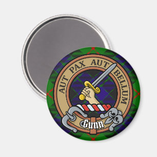 Clan Gunn Crest over Tartan Magnet