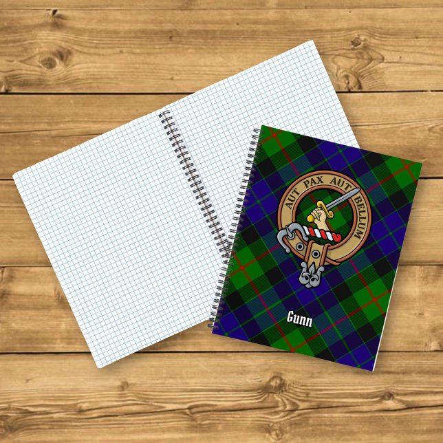 Clan Gunn Crest over Tartan Notebook (Creator Uploaded)