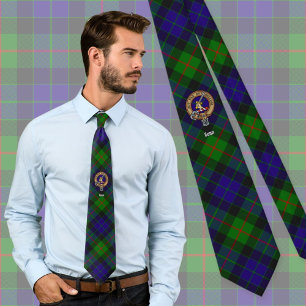Clan Gunn Crest over Tartan Tie