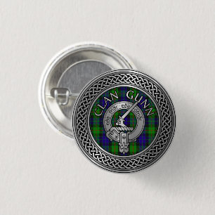 Clan Gunn Crest & Tartan Knot Button