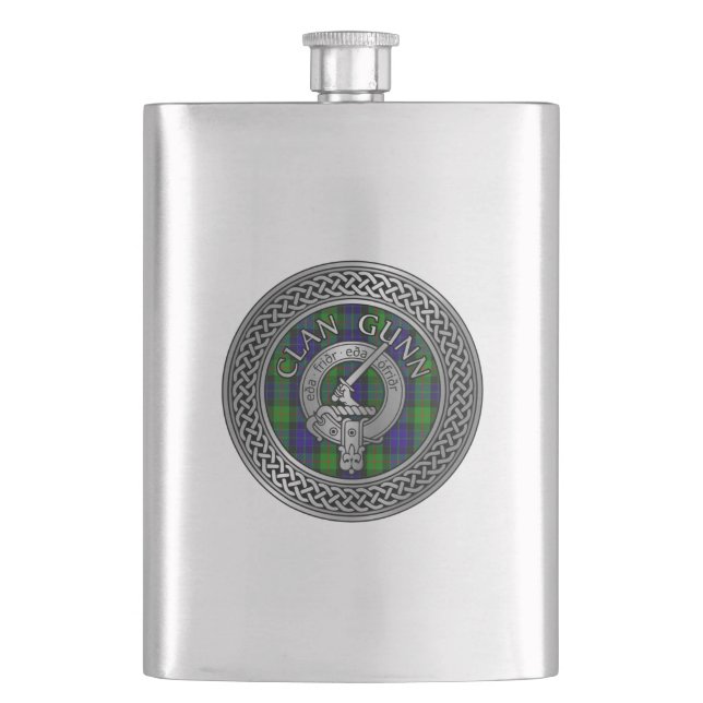 Clan Gunn Crest & Tartan Knot Flask (Front)