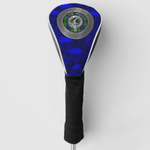 Clan Gunn Crest & Tartan Knot on Thistle Golf Head Cover