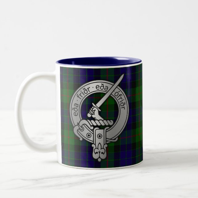 Clan Gunn Crest & Tartan - Old Norse Two-Tone Coffee Mug (Left)